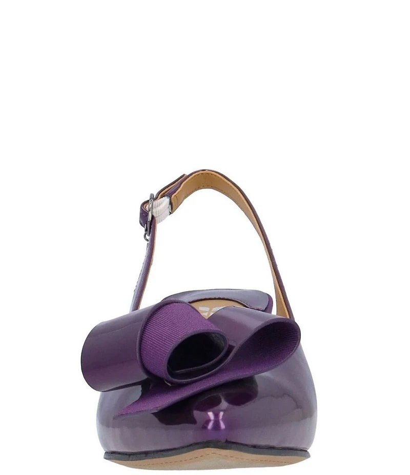J. Renee Delara Patent Slingback Pointed Toe Curled Bow Pumps