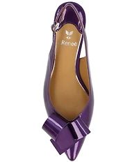 J. Renee Delara Patent Slingback Pointed Toe Curled Bow Pumps