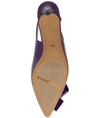 J. Renee Delara Patent Slingback Pointed Toe Curled Bow Pumps