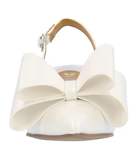 J. Renee Delmare Patent Grosgrain Bow Slingback Kitten Heel Dress Pumps