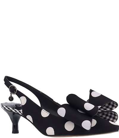 J. Renee Delmare Polka Dot Slingback Kitten Heel Bow Pumps
