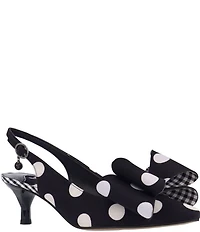 J. Renee Delmare Polka Dot Slingback Kitten Heel Bow Pumps