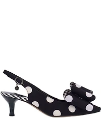 J. Renee Delmare Polka Dot Slingback Kitten Heel Bow Pumps