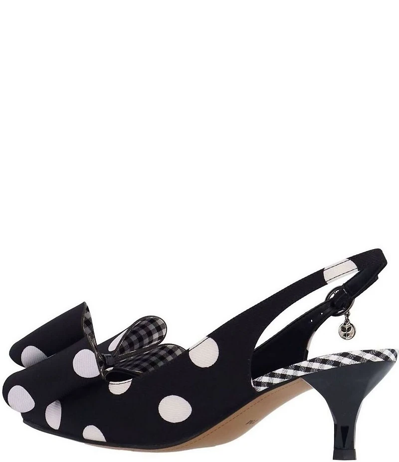 J. Renee Delmare Polka Dot Slingback Kitten Heel Bow Pumps