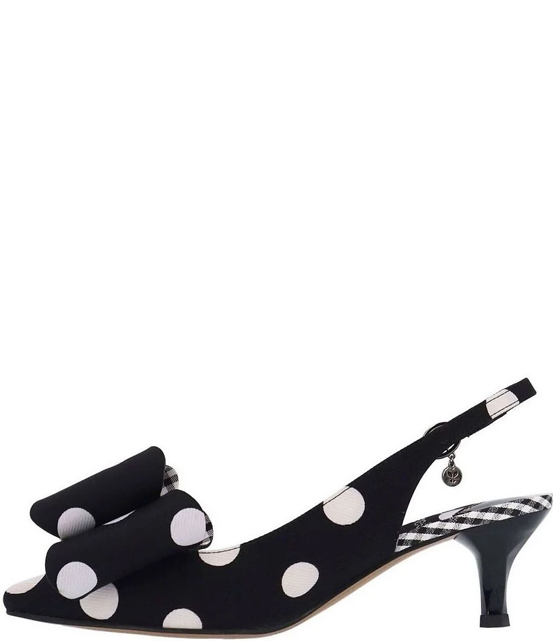 J. Renee Delmare Polka Dot Slingback Kitten Heel Bow Pumps