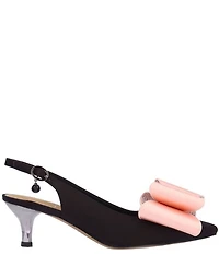 J. Renee Delmare Satin Bow Slingback Kitten Heel Dress Pumps