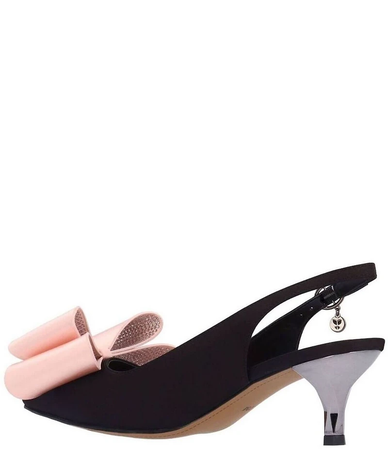 J. Renee Delmare Satin Bow Slingback Kitten Heel Dress Pumps