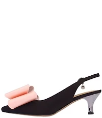 J. Renee Delmare Satin Bow Slingback Kitten Heel Dress Pumps