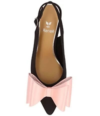 J. Renee Delmare Satin Bow Slingback Kitten Heel Dress Pumps