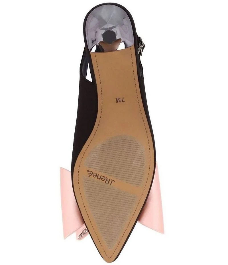 J. Renee Delmare Satin Bow Slingback Kitten Heel Dress Pumps