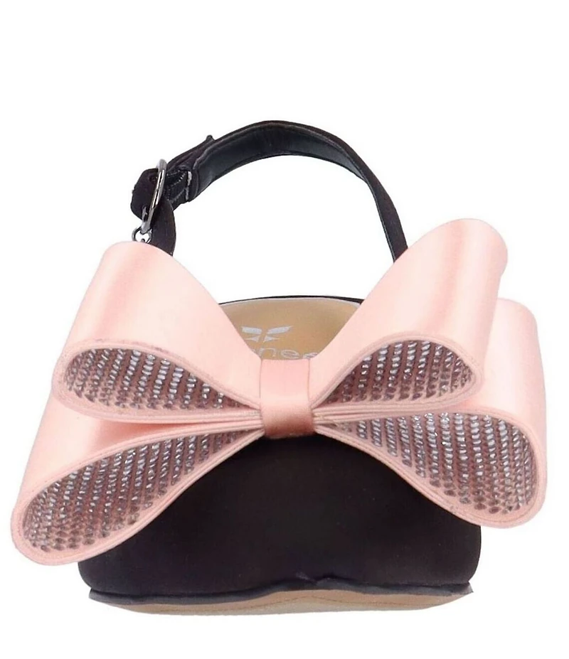 J. Renee Delmare Satin Bow Slingback Kitten Heel Dress Pumps