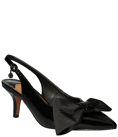 J. Renee Devika Patent Slingback Bow Pumps