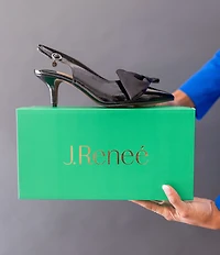 J. Renee Devika Patent Slingback Bow Pumps