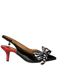 J. Renee Devika Patent Zebra Print Bow Sling Pumps