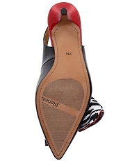 J. Renee Devika Patent Zebra Print Bow Sling Pumps