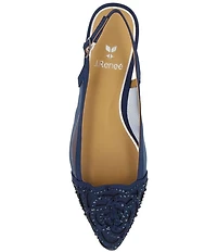 J. Renee Elsinora Rhinestone Satin Mesh Slingback Kitten Heel Pumps