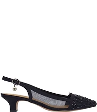 J. Renee Elsinora Rhinestone Satin Mesh Slingback Kitten Heel Pumps