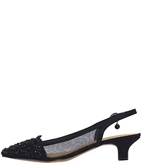 J. Renee Elsinora Rhinestone Satin Mesh Slingback Kitten Heel Pumps