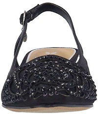 J. Renee Elsinora Rhinestone Satin Mesh Slingback Kitten Heel Pumps