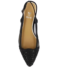 J. Renee Elsinora Rhinestone Satin Mesh Slingback Kitten Heel Pumps