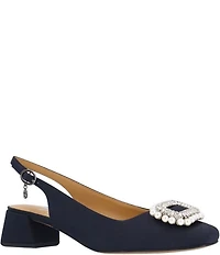 J. Renee Eudora Satin Pearl Ornament Slingback Pumps