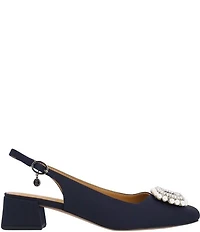 J. Renee Eudora Satin Pearl Ornament Slingback Pumps