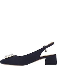 J. Renee Eudora Satin Pearl Ornament Slingback Pumps