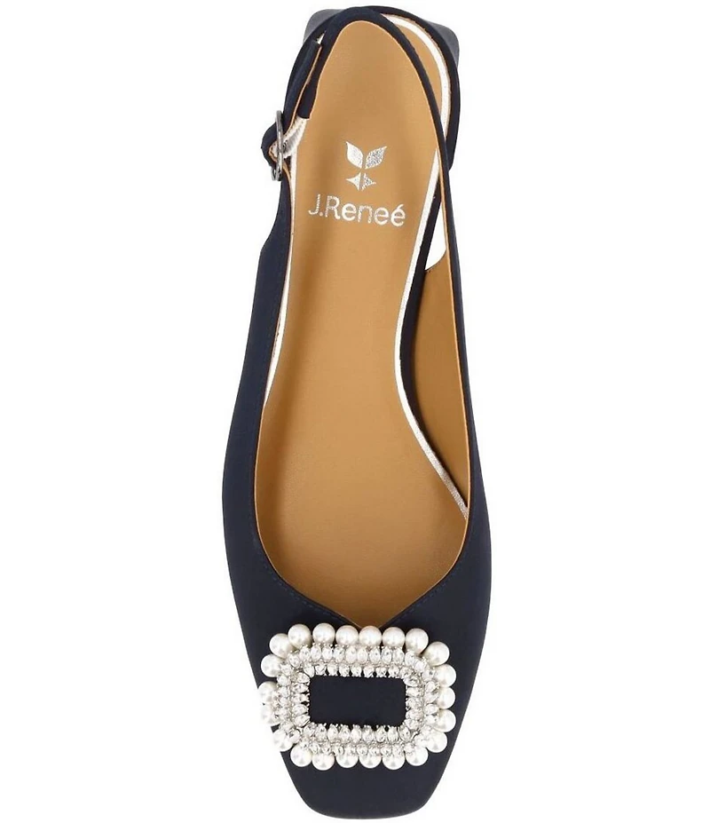 J. Renee Eudora Satin Pearl Ornament Slingback Pumps