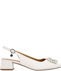 J. Renee Eudora Satin Pearl Ornament Slingback Pumps