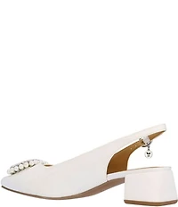 J. Renee Eudora Satin Pearl Ornament Slingback Pumps