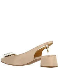 J. Renee Eudora Satin Pearl Ornament Slingback Pumps