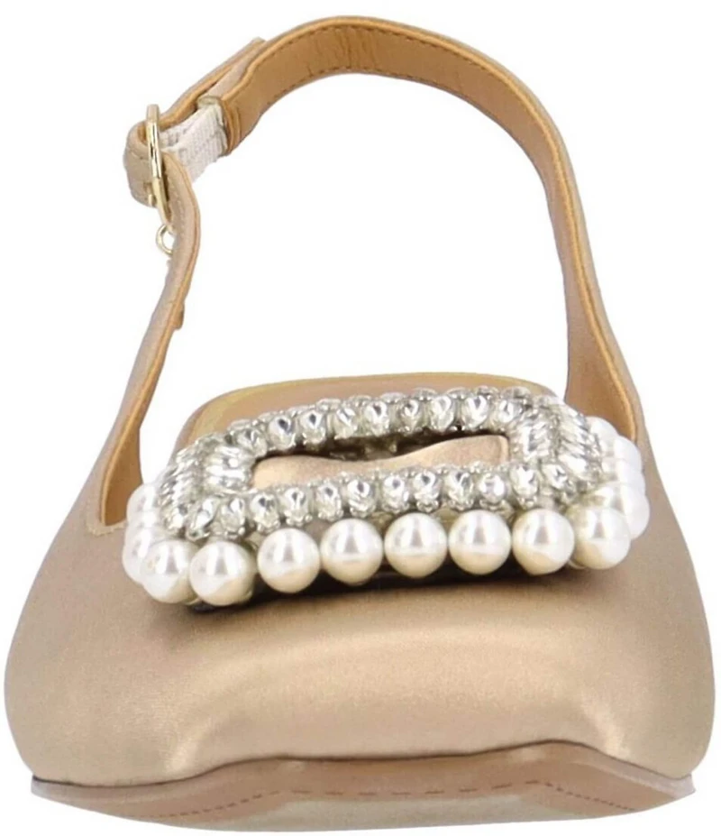 J. Renee Eudora Satin Pearl Ornament Slingback Pumps