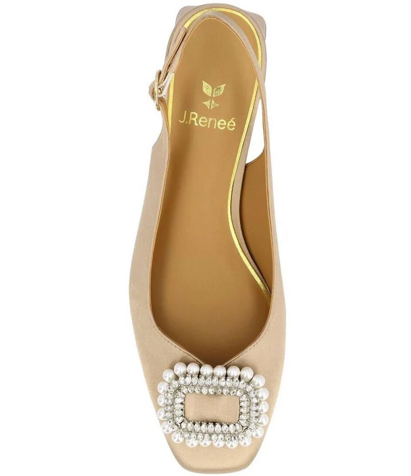 J. Renee Eudora Satin Pearl Ornament Slingback Pumps