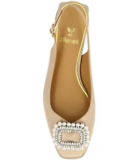 J. Renee Eudora Satin Pearl Ornament Slingback Pumps