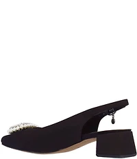 J. Renee Eudora Satin Pearl Ornament Slingback Pumps