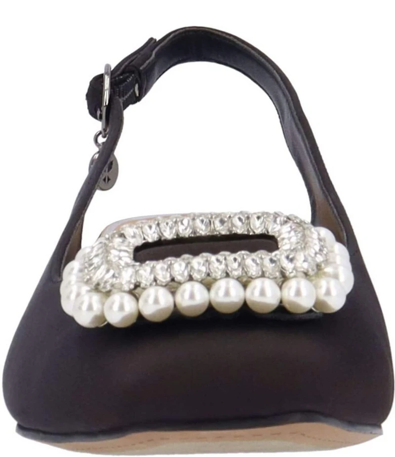 J. Renee Eudora Satin Pearl Ornament Slingback Pumps