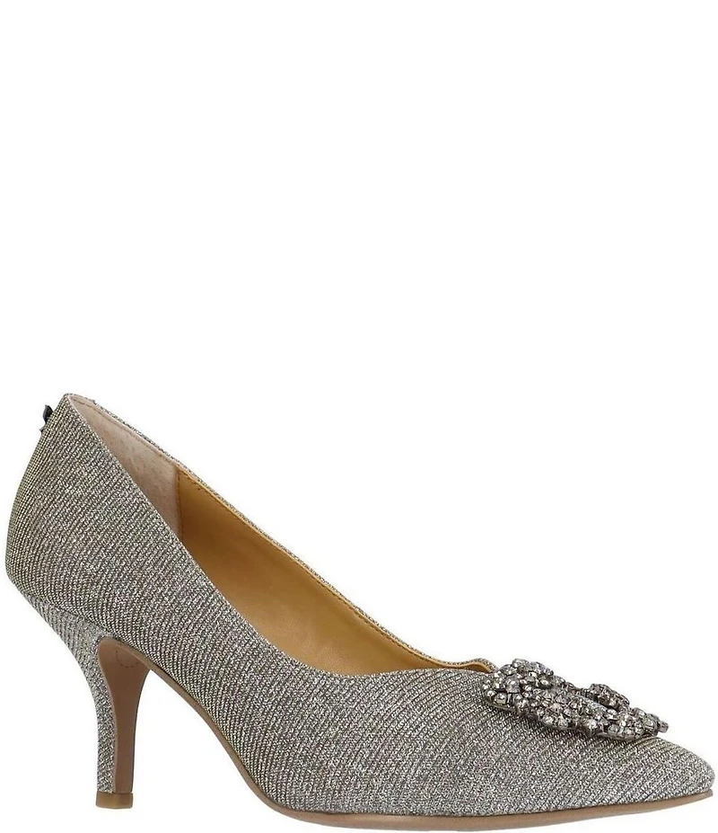 J. Renee Ezara Glitter Fabric Brooch Ornament Dress Pumps