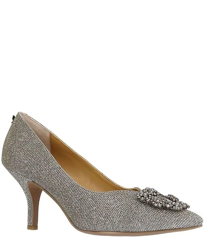 J. Renee Ezara Glitter Fabric Brooch Ornament Dress Pumps