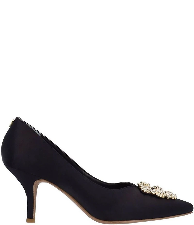 J. Renee Ezara Satin Brooch Ornamented Dress Pumps