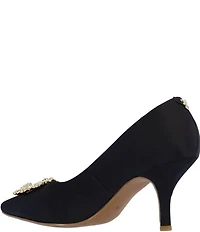 J. Renee Ezara Satin Brooch Ornamented Dress Pumps