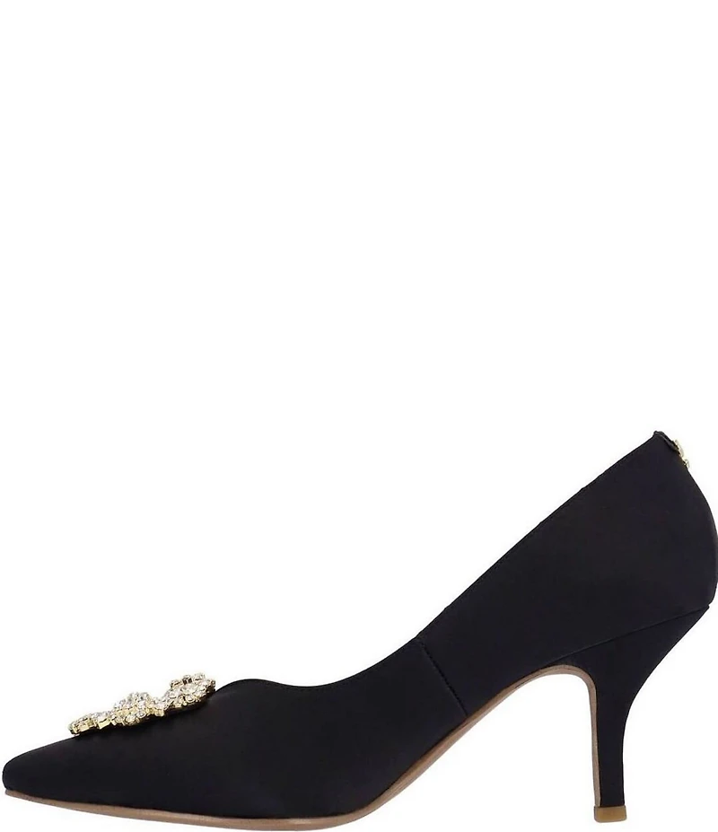 J. Renee Ezara Satin Brooch Ornamented Dress Pumps
