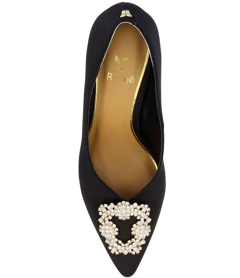 J. Renee Ezara Satin Brooch Ornamented Dress Pumps