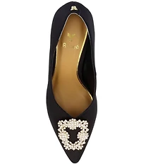 J. Renee Ezara Satin Brooch Ornamented Dress Pumps