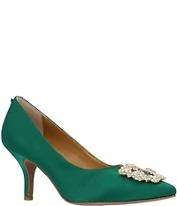 J. Renee Ezara Satin Brooch Ornamented Dress Pumps