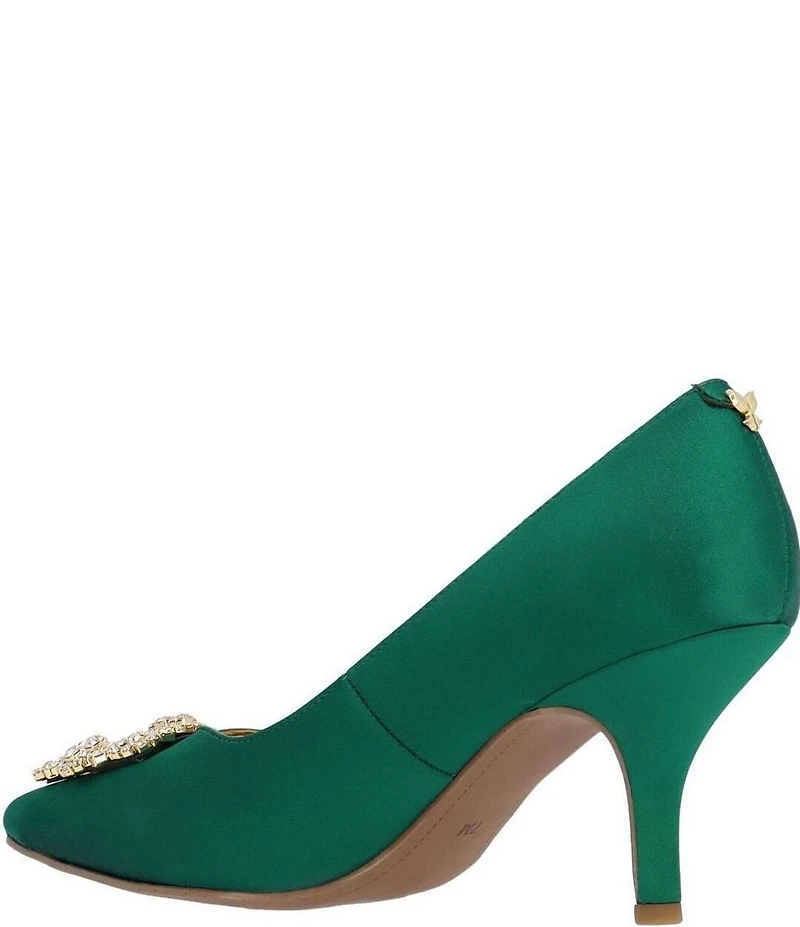 J. Renee Ezara Satin Brooch Ornamented Dress Pumps