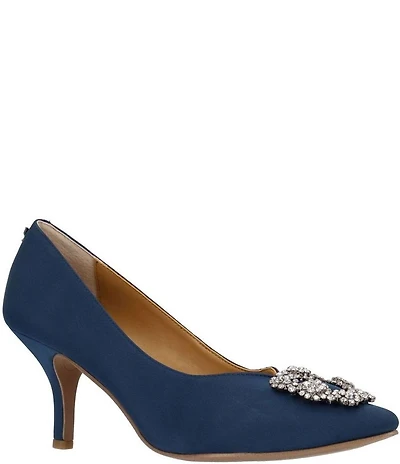J. Renee Ezara Satin Brooch Ornamented Dress Pumps