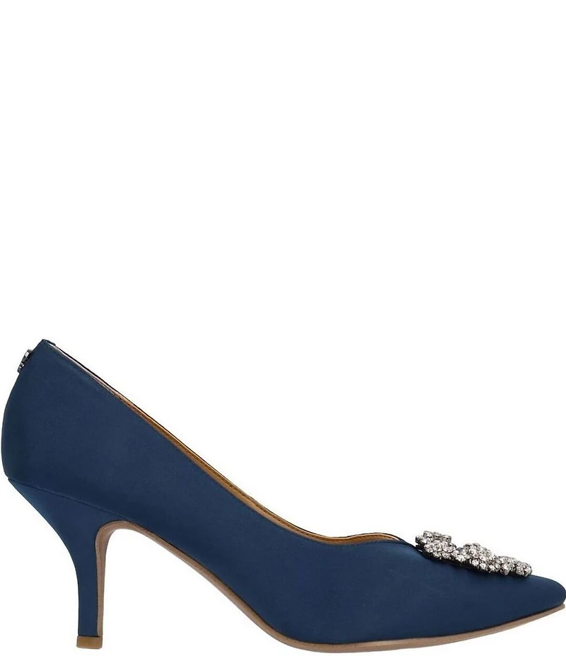 J. Renee Ezara Satin Brooch Ornamented Dress Pumps