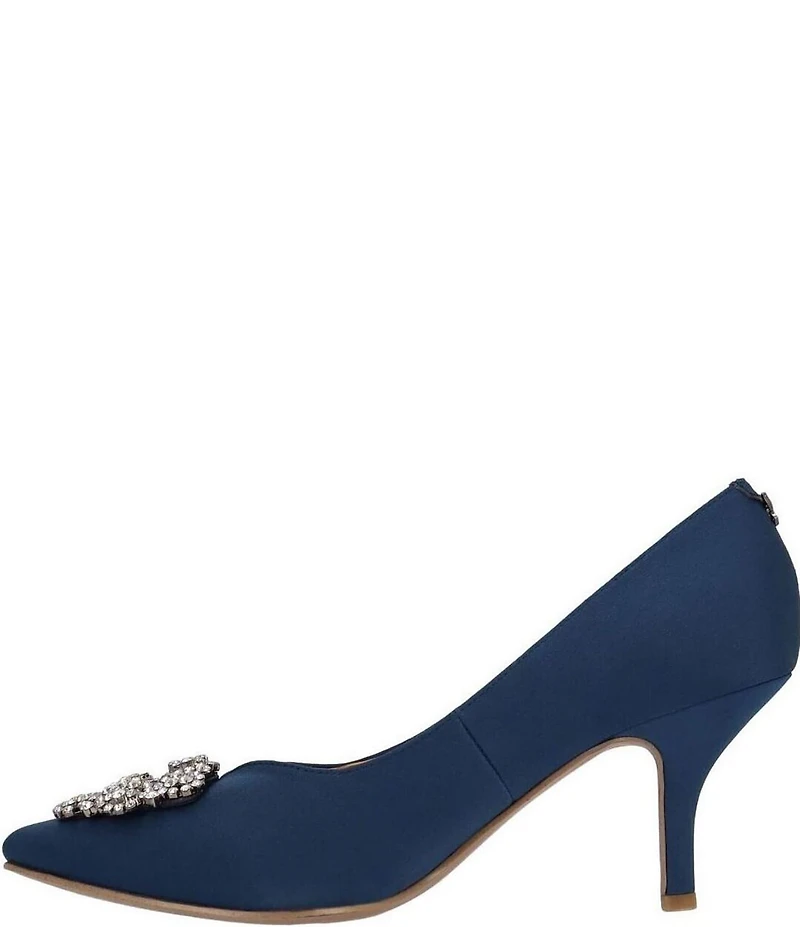 J. Renee Ezara Satin Brooch Ornamented Dress Pumps