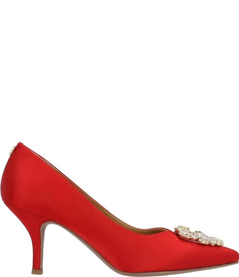 J. Renee Ezara Satin Brooch Ornamented Dress Pumps