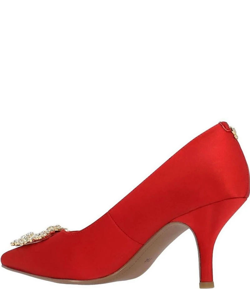 J. Renee Ezara Satin Brooch Ornamented Dress Pumps